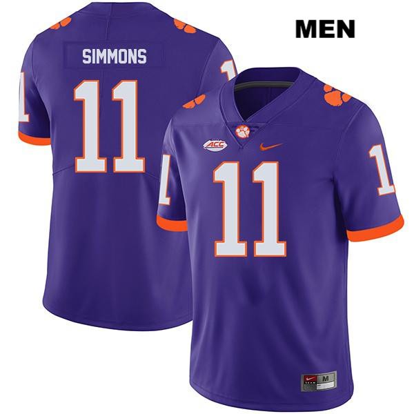 Men's Clemson Tigers #11 Isaiah Simmons Stitched Purple Legend Authentic Nike NCAA College Football Jersey BDH3046CU